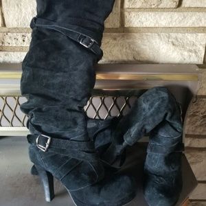 Black thigh high boots